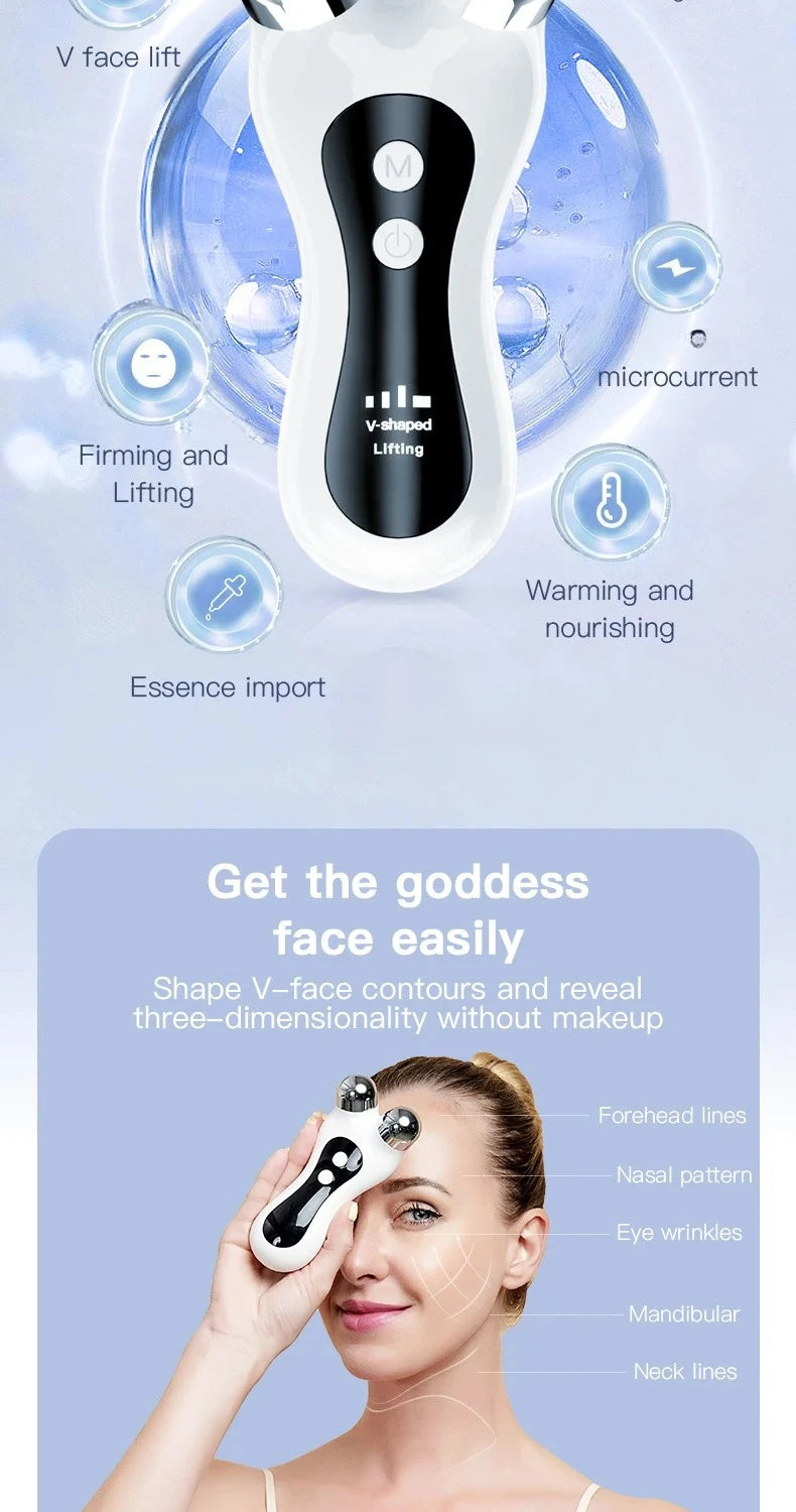 Portable V-Face Microcurrent Lift Roller