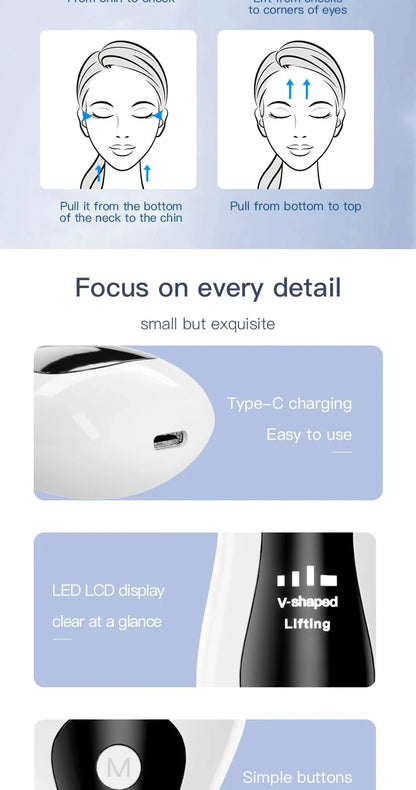 Portable V-Face Microcurrent Lift Roller